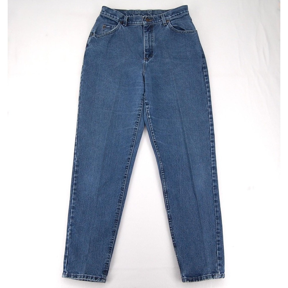 Vintage Lee Jeans Womens 14 Long Blue High Rise Tapered Leg Mom Denim‎ USA 90s